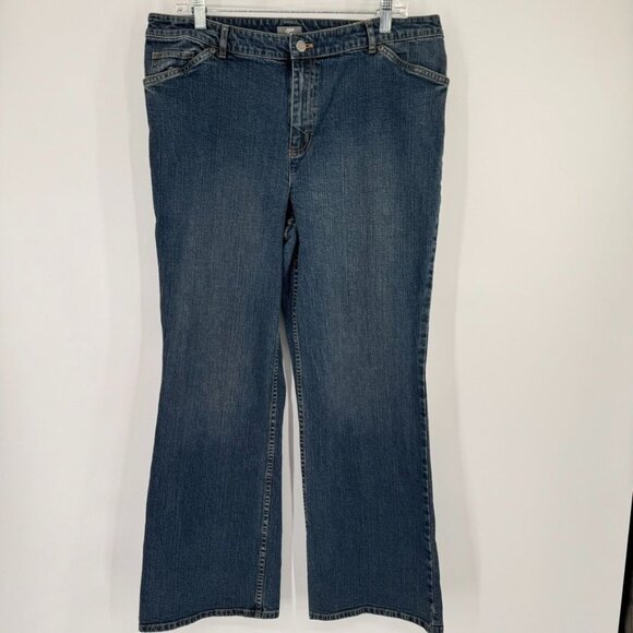 J. Jill Stretch Bootcut Jeans Size 16 Cotton & Spandex pockets med wash - Picture 2 of 10
